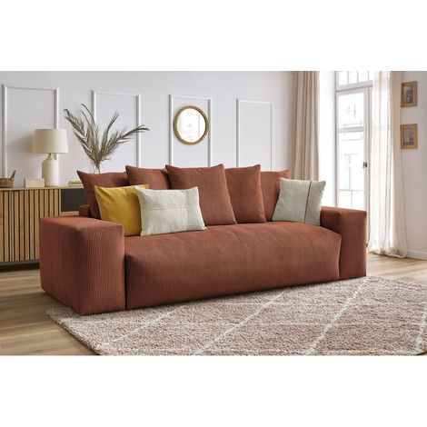 BOBOCHIC - Canapé droit convertible coffre VOLTAIRE Orange (1/5)