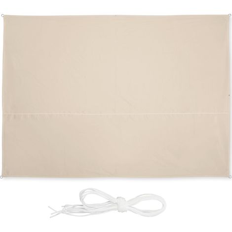 Relaxdays Sonnensegel rechteckig, 2,5 x 3,5 m, wasserabweisend, UV-beständig, mit Spannseilen, Terrasse, Balkon, beige (1/5)