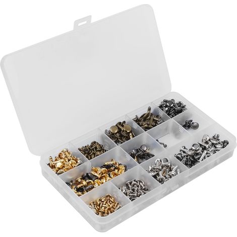 300 rivets en cuir à double tête avec pince pour la réparation de portefeuilles, ceintures, vestes, sacs et chaussures. (1/5)