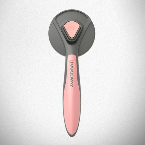 Peine para mascotas para eliminar el pelo suelto, peine para gatos, cepillo de limpieza con un solo clic, peine para el pelo, peine de púas para gatos grises (flor de durazno romántica) (1/5)