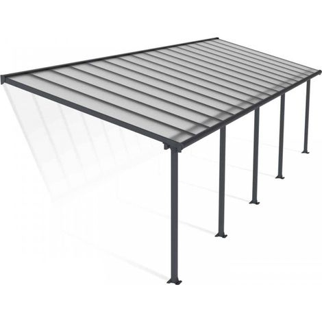 Patio Cover Olympia 3 x 9.71 Clear - Polycarbonate - L980 x W300 x H305 cm - Grey
