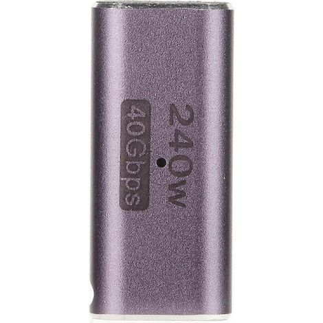 Adaptateur USB-C vers USB-C femelle-femelle, 40 Gbit/s, sortie HDMI 8K, charge rapide PD 240W, aluminium portable, connecteur double femelle. (1/5)