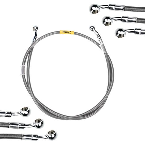 Tuyau de frein hydraulique universel argenté pour moto, VTT, motos tout-terrain et coureurs de rue (1200mm), 400-2400 mm, 10 mm raccords fixes, tuyau tressé en acier inoxydable (1/5)