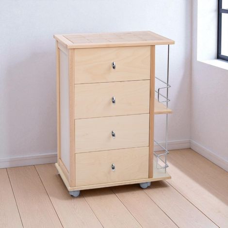 Carrello da cucina POKER con cassetti e portabottiglie Naturale (1/5)