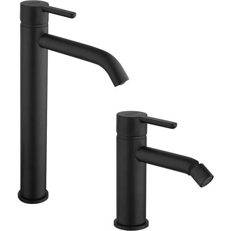 Miscelatori lavabo alto e bidet Jacuzzi rubinetteria serie Sunset nero (1/5)