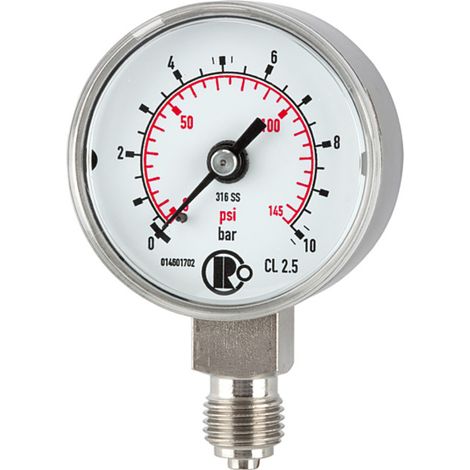 Riegler Standardmanometer, CrNi-Stahl, G 1/4 unten, 0 - 25,0 bar, Ø 40 (1/2)