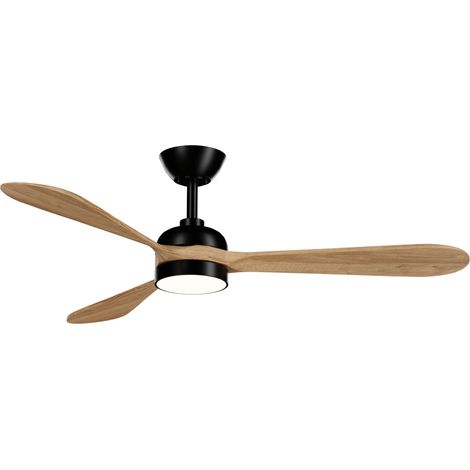 Ventilateur de plafond extérieur Ø132 cm LED 20 W noir – 3 pales en bois – Moteur DC silencieux – IP44 pour usage extérieur – Sulion