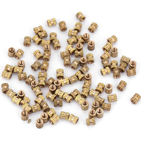 Écrous cylindriques moletés en laiton M2.5, moulés avec insert (M2.533.5  100 pièces) (1/5)