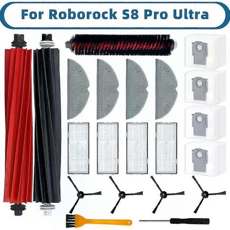 Kit d'accessoires pour Roborock S8 Pro Ultra : pièces de rechange, brosse latérale principale, filtre, sac à poussière, brosse de nettoyage rotative (kit A) (1/5)