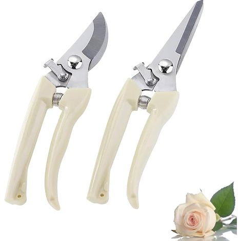Filiyano-Lot de 2 ciseaux à fleurs en acier inoxydable épais, sécateurs de jardin tranchants pour fleurs (1/5)
