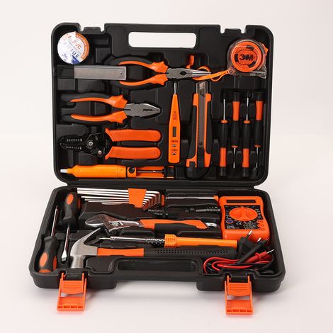 Coffre à Outils, Kit Complet avec Pince, Clé et Tournevis pour Électricien, Usage Domestique et Automobile, 30 pièces