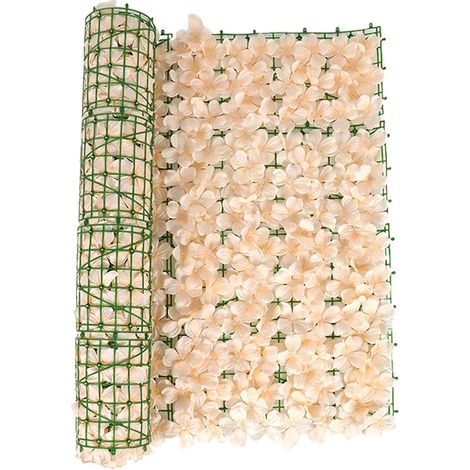 Panneaux de clôture en filet fleuri décoratif, bordure de jardin, haie artificielle, 0,5 x 3 m, champagne-AquaForge (1/5)