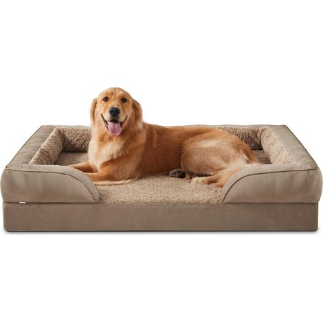 Panier Chien Grande Taille XL Orthopedique, Memoire de Forme Lit pour Chien Dehoussable Lavable, Coussin avec Structure en Nid d'abeille et Doublure Imperméable, Marron (1/5)