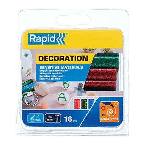 Rapid 40108462 Colla Rapid Oval a Bassa Temperatura Glitter Rosso Verde Blu, Assortiti (1/4)