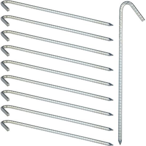 Ulisem XL Bodenanker im 10er Set, extrem stabile Bodenanker, Zeltzubehör, extra lang, 39 cm, verzinkter Stahl, silber (1/4)