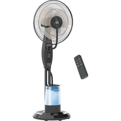 Ventilateur, avec minuterie, vitesses réglables, brumisateur, noir, pour maison bureau salon, air frais maison, usage quotidien