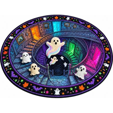 Tapis de sol rond Halloween, velours cristal, doux et lavable, cosplay, salon/chambre 40x40 cm - Style 16 (1/5)