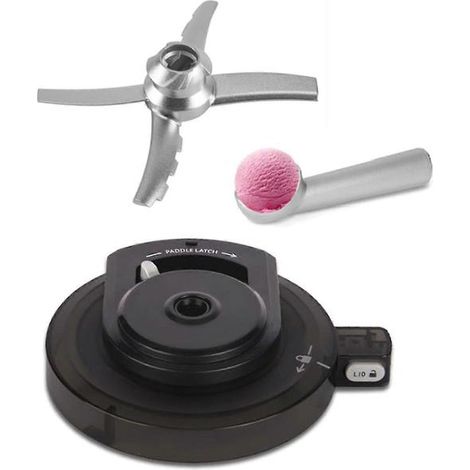 Kit de remplacement pour sorbetière Ninja CREAMi Deluxe NC501/NC500 : couvercle de bol extérieur, spatule et cuillère en acier inoxydable – Accessoires durables sans BPA. (1/4)