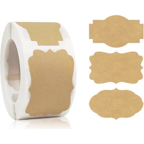 Etiquettes En Papier Kraft - Auto-Adhésives - 3 x 5 cm - Pour Bocaux De Confiture Et Bouteilles - 500 Pièces (1/5)