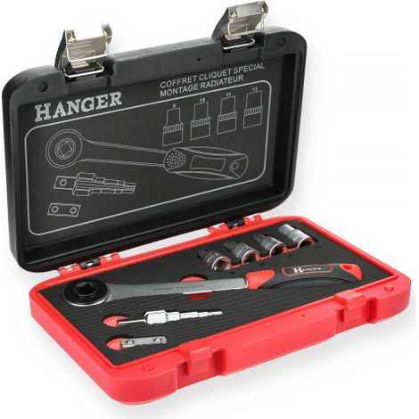 Hanger – Coffret cliquet et douilles 1/2'' avec 4 douilles 8-10-11-13mm – Adapté pour montage radiateur – 251001 (1/3)