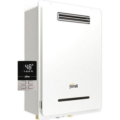 Ferroli Chauffe-eau à gaz à chambre étanche Série Externe 22 Litres Méthane Low NOx
