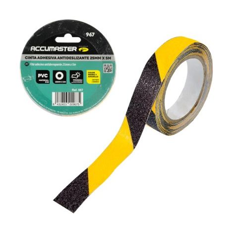 Cinta Adhesiva Antideslizante Gran Adherencia Amarillo Negro 25mm x 5m Pack 6 Uds (1/5)