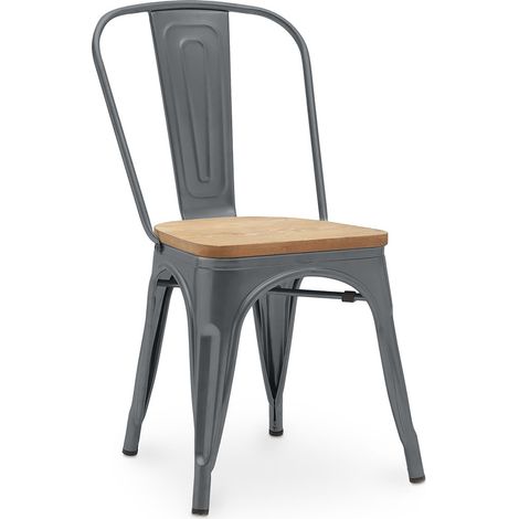Dining Chair - Industrial Design - Steel and Wood - New Edition - Stylix Dark grey (1/5)
