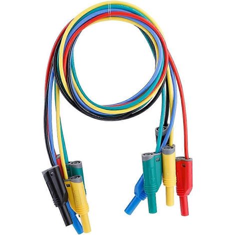 5 Stück P1050-1 4mm Bananenstecker Sicherheits-Silikonkabel-Stapelprüfleitungen 14AWG für Multimeter