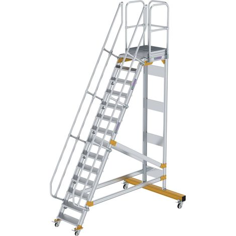 Günzburger Steigtechnik Escalier à plate-forme 60° mobile Largeur de marche 0,6 m 14 marches - 600714