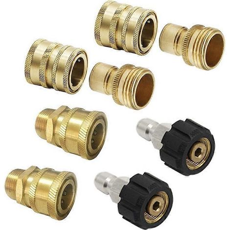 Kit adaptateur pour nettoyeur haute pression, kit de déconnexion rapide, raccords femelles M14 à emboîter 1/4" et 3/8" à emboîter (lot de 8). (1/4)