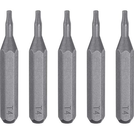 5pcs T4 Embout de Tournevis Torx 5/32" Tige Hexagonale 28mm Longueur Acier S2 Magnétique Tête Étoilée à 6 Pans pour Tournevis Manuels Électriques Réparation de Précision (1/5)
