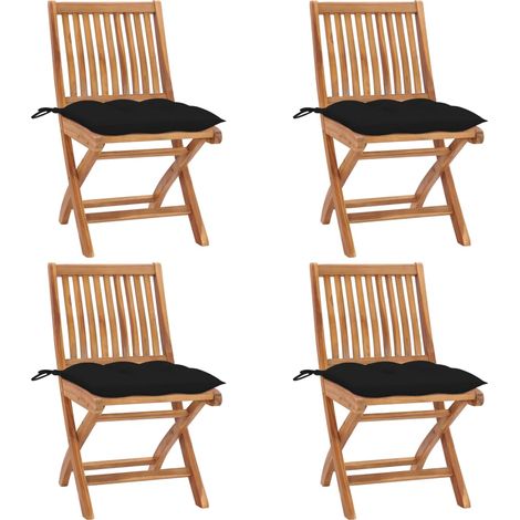 Klappbare Gartenstühle mit Kissen 4 Stk. Massivholz Teak (1/5)