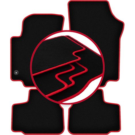 Alfombrillas de terciopelo con borde rojo para Volkswagen Up hatchback (2011-) (1/5)