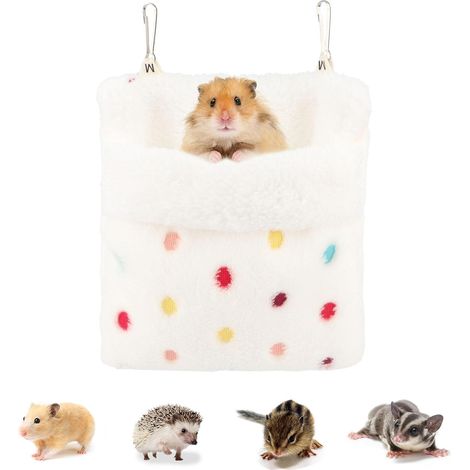 Schlafsack für Gleithörnchen, warmer Hamster-Hängemattensack, Hängematte für Kleintiere, geeignet für Hamster, Mäuse, Igel, Eichhörnchen und andere Kleintiere (weiß).