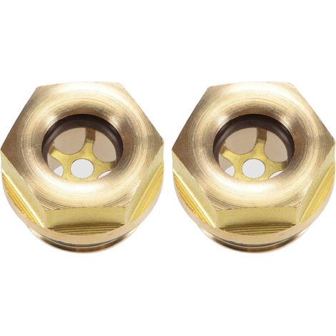 Niveau d'huile Compresseur d'air Jauge Bouchon Voyant d'Huile Indicateur Liquide Verre Vue Voyant Raccord en Laiton à Filetage Mâle M18 x 1,5 avec Joint Torique Jaune 2Pcs (1/4)
