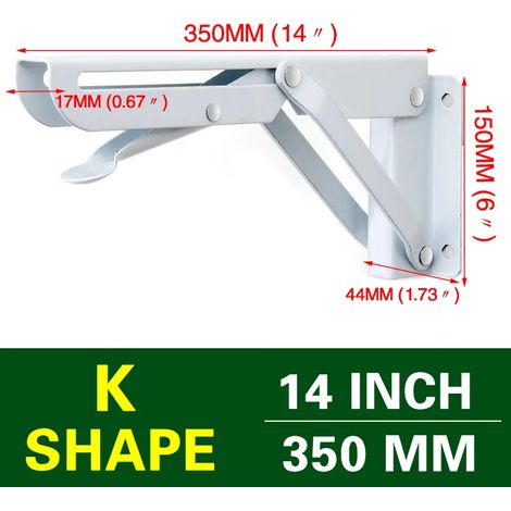 (Blanc 35,5 cm - Espagne) 2 équerres pliantes triangulaires pour étagère, support robuste, réglables, fixation murale, banc, table, quincaillerie pour meubles (1/5)