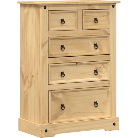 Cassettiera Corona 80x43x114 cm in Legno Massello di Pino vidaXL