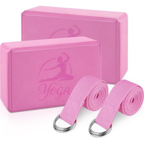 High Density Yoga Blocks Set with 2 Straps, Lightweight EVA Foam Bricks for Yoga, Pilates with Embossed Design, Yoga Brick for Posture Adjustment, Movement Aid (1/5)