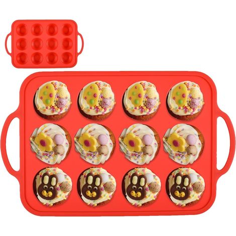 Moule en silicone pour cylindre, moules en silicone ronds Moule à biscuits antiadhésif en silicone à 12 cavités - Moule de cuisson réutilisable, multifonction, alimentaire, pour gelée,1,1 (1/5)