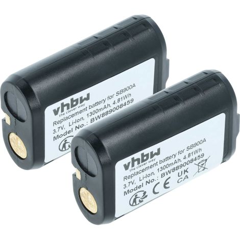 vhbw 2x Akku kompatibel mit Shure QLX-D, ULX-D, ULXD1, ULXD2, UR5 Digitales Funksystem, Taschensender (1300 mAh, 3,7 V, Li-Ion)