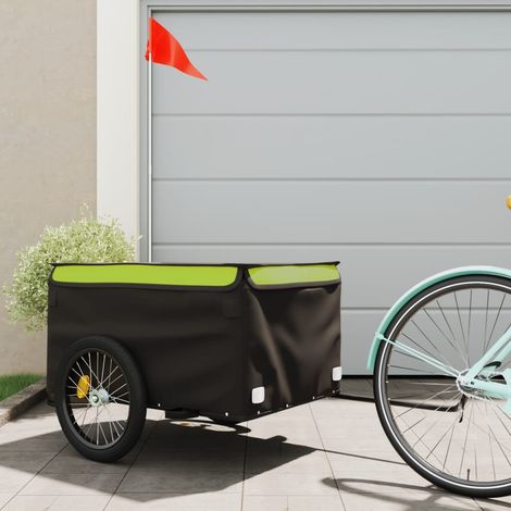 Remorque de vélo noir et vert 45 kg fer vidaXL