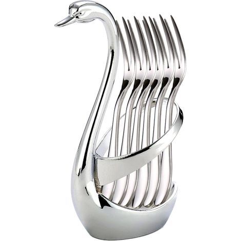 Swan Fruit Forks Stainless Steel Vegetable Dinnerware Set Bistro Style Dessert Cakes Excellent Oyster and Tasting Forks (1/5)