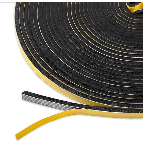 10 Meter Schaumstoffdichtung, selbstklebende Schaumstoffdichtung, Fensterdichtung, schalldämmende Klebedichtung, selbstklebende Türdichtung aus Schaumstoff, kältebeständig, 6 mm x 3 mm, Schwarz