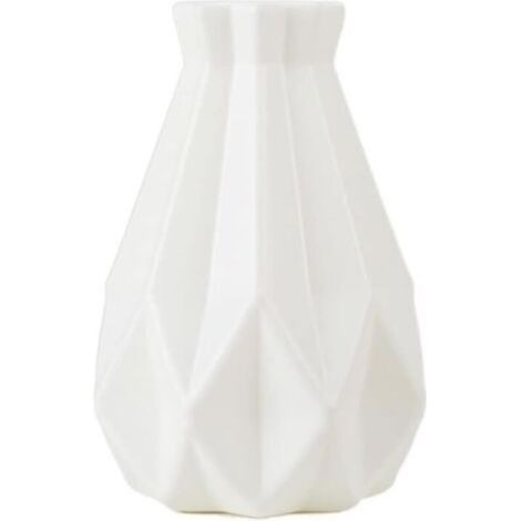 Vase à fleurs géométrique en céramique, vase simple et incassable pour la décoration intérieure (table de salon) - Blanc