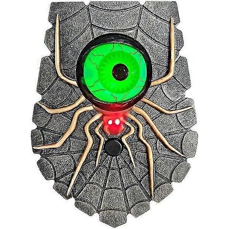 Sonnette de porte œil terrifiant, décoration d'Halloween lumineuse, œil d'araignée, accessoire de porte horrible avec sons d'horreur, décoration de salle de fête (1/5)