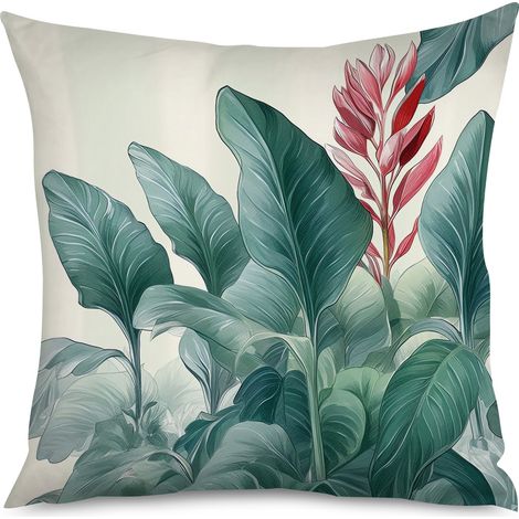 Housse de coussin, Coussin avec motif feuilles de fougère, 60x60 cm (1/5)