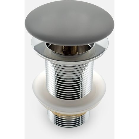 Bonde de lavabo/vasque pop-up gris ciment mat raccord standad G1 1/4" en laiton chromé collection salle de bain LITO (1/5)
