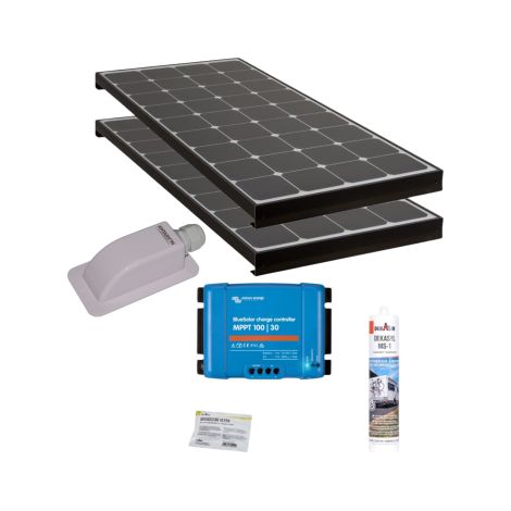 Pack ANTARION BLACK BOOSTER 2x Panneaux Solaires 140W + Régulateur solaire VICTRON 30A (1/3)