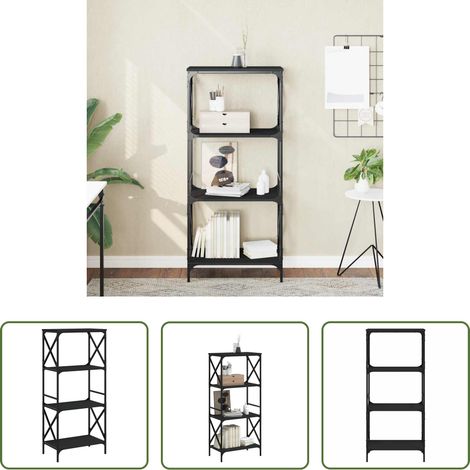 vidaXL Étagère décorative - Bibliothèque à 4 niveaux noir 59x35x132 cm bois d'ingénierie (1/5)