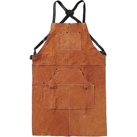 Waxed canvas woodworking apron, leather workshop apron with durable and flame-resistant tools, adjustable sizes M to XXL for men and women (1/4)